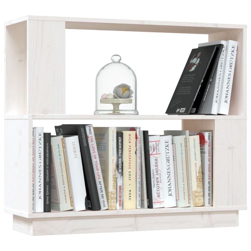 vidaXL raamaturiiul/ruumijagaja, valge, 80x25x70 cm, täismännipuit hind ja info | Riiulid | kaup24.ee