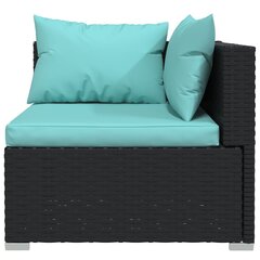 Комплект садовой мебели с подушками, 11 предметов, ротанг из полиэтилена, чёрный / синий (46380) цена и информация | Комплекты уличной мебели | kaup24.ee