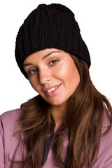 Ülespööramisega punutud punutise müts BK057 - must 5903068494147 hind ja info | Naiste mütsid ja peapaelad | kaup24.ee