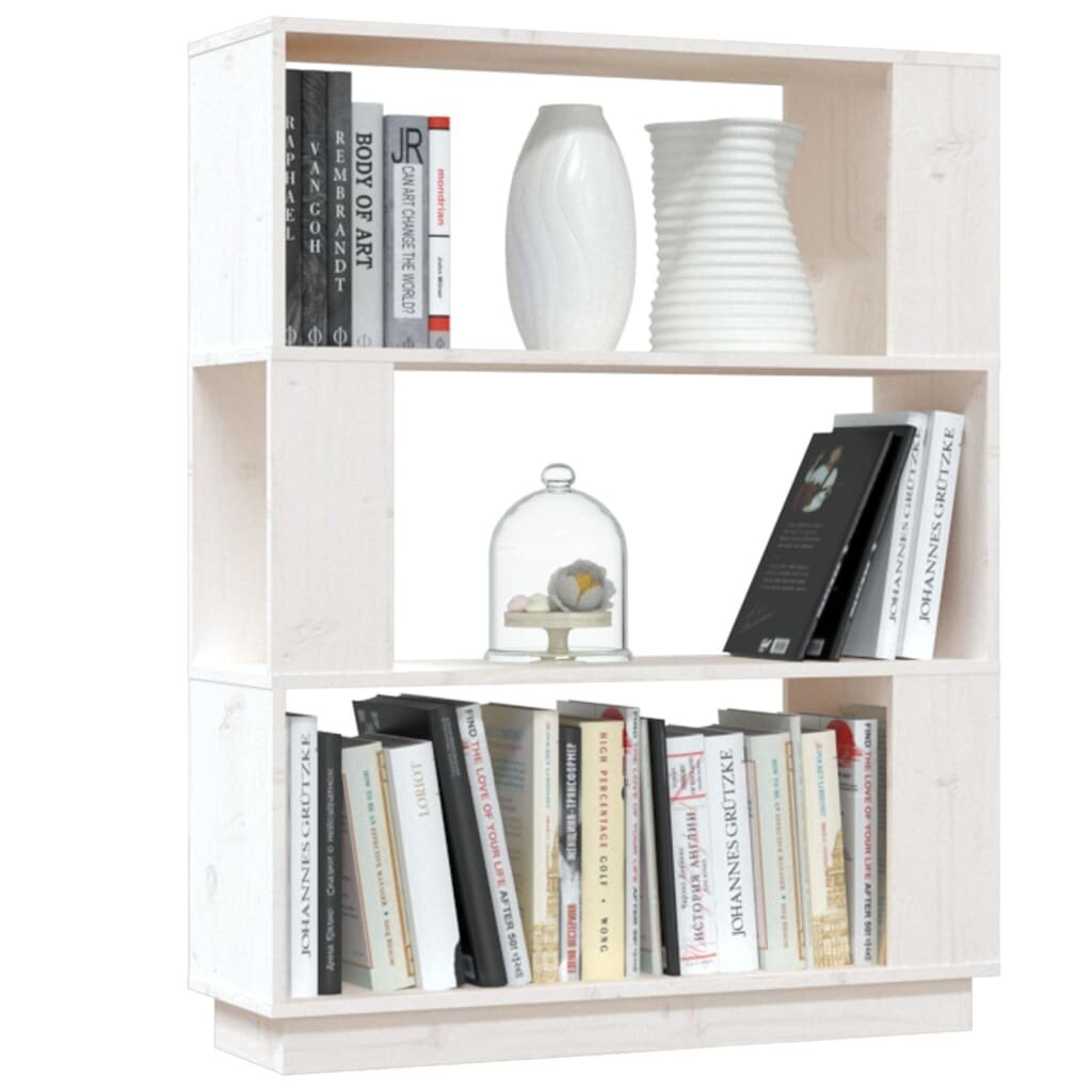 vidaXL raamaturiiul/ruumijagaja, valge, 80x25x101 cm, täismännipuit hind ja info | Riiulid | kaup24.ee