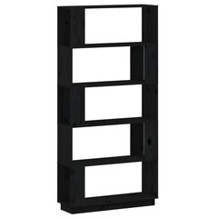 vidaXL raamaturiiul/ruumijagaja, must, 80x25x163,5 cm, täismännipuit hind ja info | Riiulid | kaup24.ee