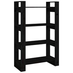 vidaXL raamaturiiul/ruumijagaja, must, 80 x 35 x 125 cm, männipuit hind ja info | Riiulid | kaup24.ee