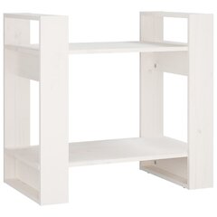 vidaXL raamaturiiul/ruumijagaja, valge, 60x35x57 cm, täismännipuit hind ja info | Riiulid | kaup24.ee