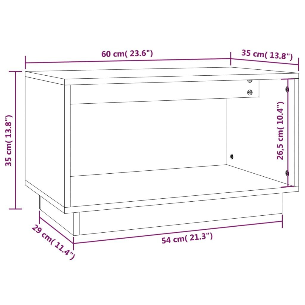 vidaXL telerikapp hall 60x35x35 cm, männipuit цена и информация | TV alused | kaup24.ee