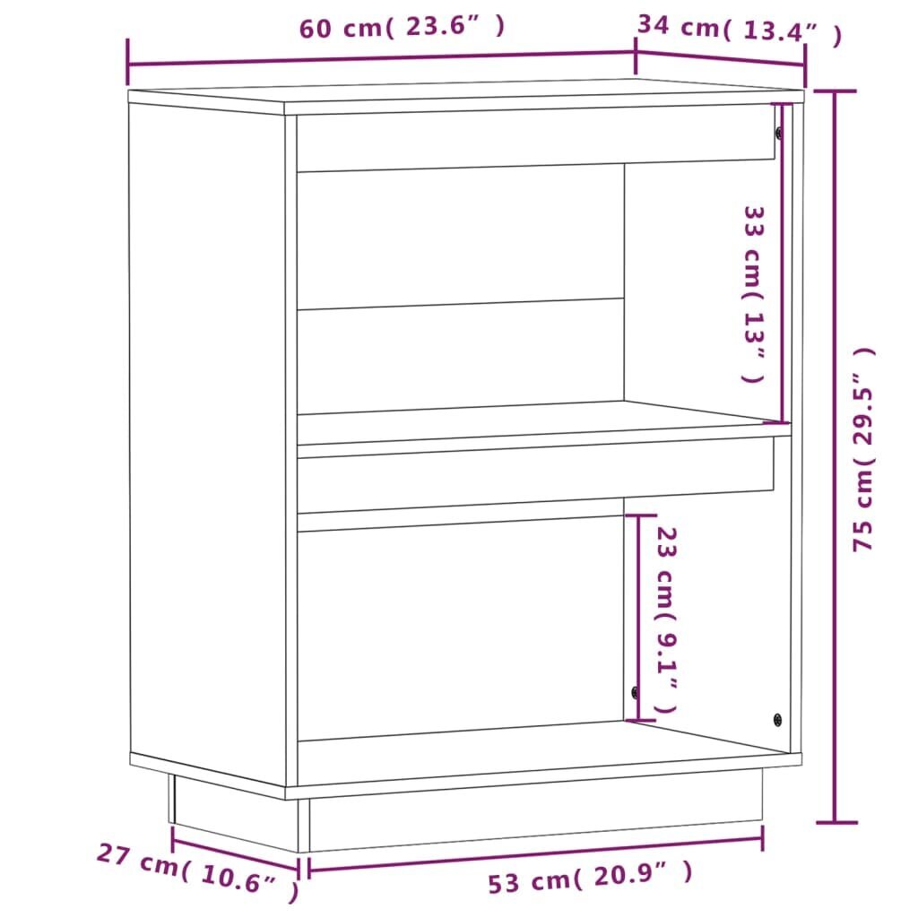 vidaXL konsoolkapp, must, 60 x 34 x 75 cm, männipuit цена и информация | Elutoa väikesed kapid | kaup24.ee