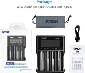 Зарядное устройство XTAR VC4SL Li-Ion NiMH 18650 21700 AA AAA USB-C цена и информация | Зарядные устройства для элементов питания | kaup24.ee
