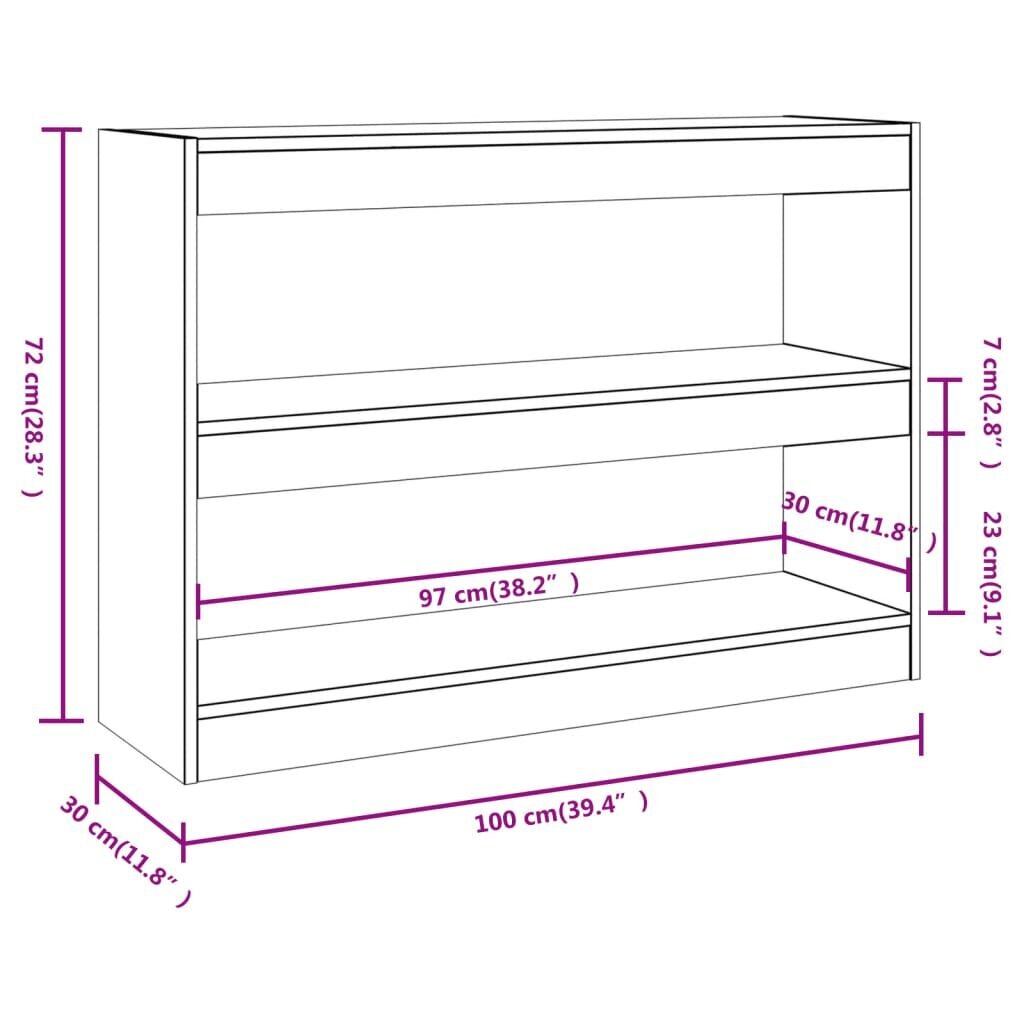 vidaXL raamaturiiul/ruumijagaja, hall Sonoma, 100x30x72 cm hind ja info | Riiulid | kaup24.ee