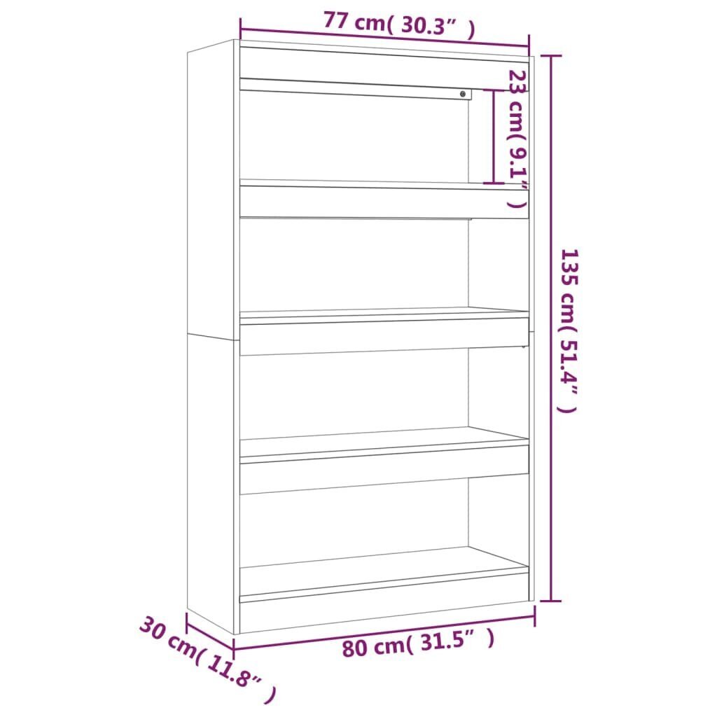 vidaXL raamaturiiul/ruumijagaja valge 80x30x135 cm puitlaastplaat hind ja info | Riiulid | kaup24.ee