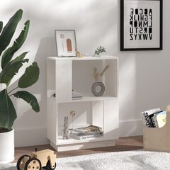 vidaXL raamaturiiul/ruumijagaja, valge, 51x25x70 cm, täismännipuit цена и информация | Полки | kaup24.ee