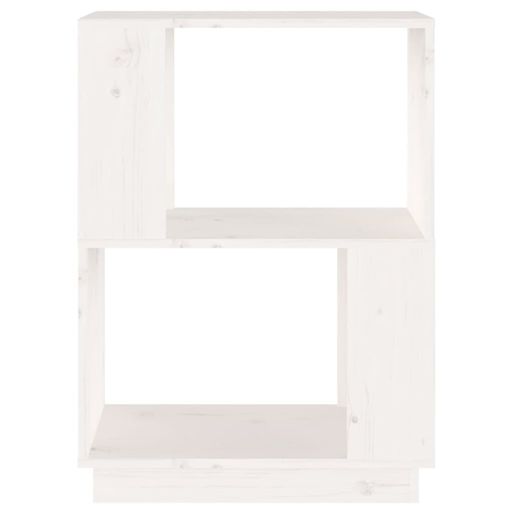 vidaXL raamaturiiul/ruumijagaja, valge, 51x25x70 cm, täismännipuit hind ja info | Riiulid | kaup24.ee