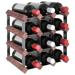 vidaXL veiniriiul 12 pudelile, pruun, männipuit hind ja info | Riiulid | kaup24.ee