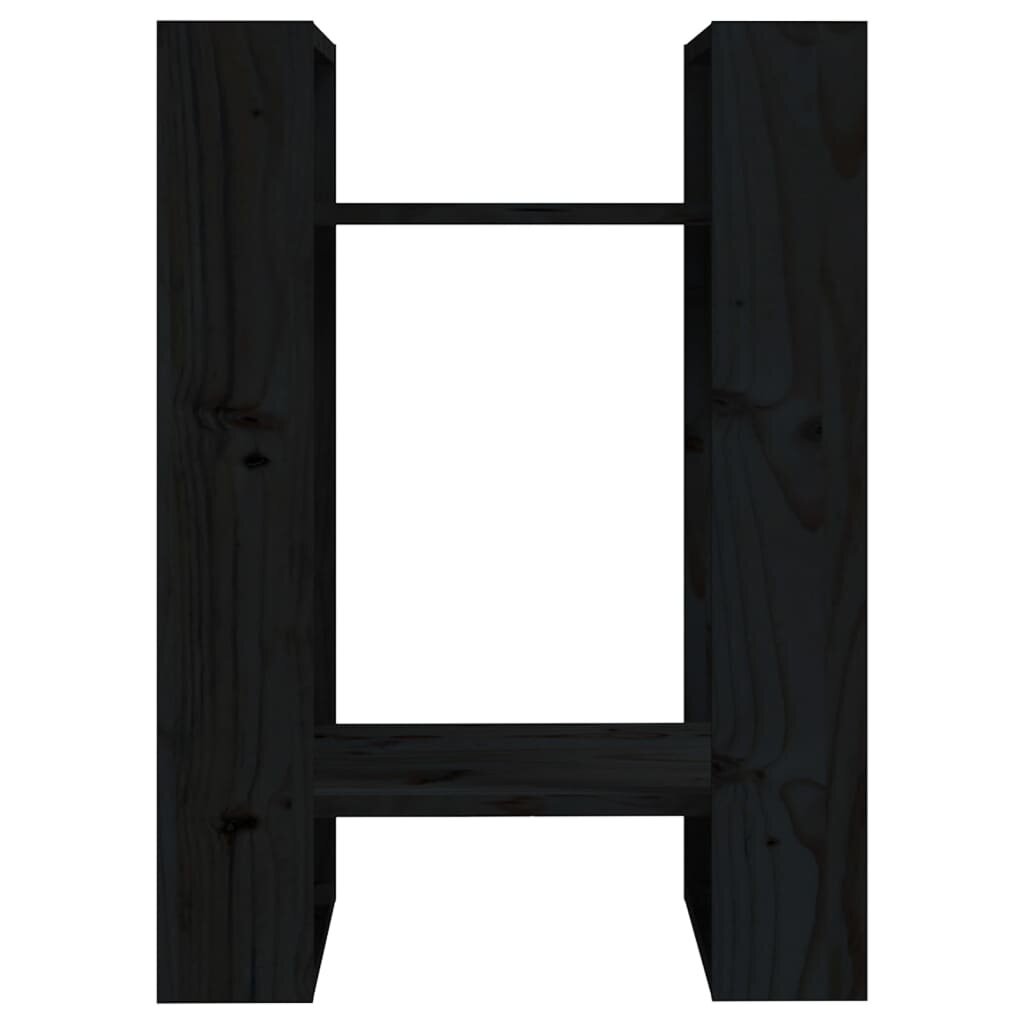 vidaXL raamaturiiul/ruumijagaja, must, 41 x 35 x 57 cm, täismännipuit hind ja info | Riiulid | kaup24.ee
