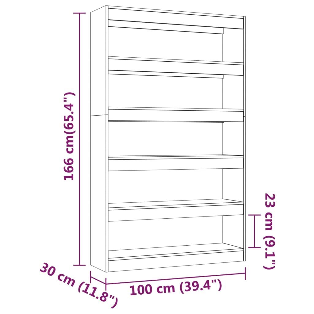 vidaXL raamaturiiul/ruumijagaja, hall Sonoma, 100x30x166 cm hind ja info | Riiulid | kaup24.ee