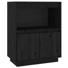 vidaXL puhvetkapp, must 60x34x75 cm, toekas männipuit hind ja info | Elutoa väikesed kapid | kaup24.ee