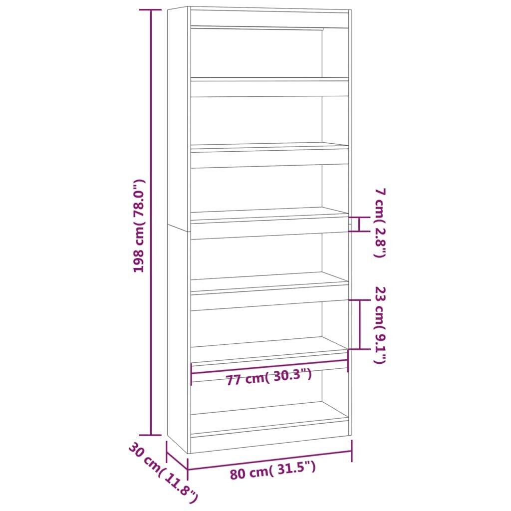 vidaXL raamaturiiul/ruumijagaja valge 80x30x198 cm puitlaastplaat цена и информация | Riiulid | kaup24.ee