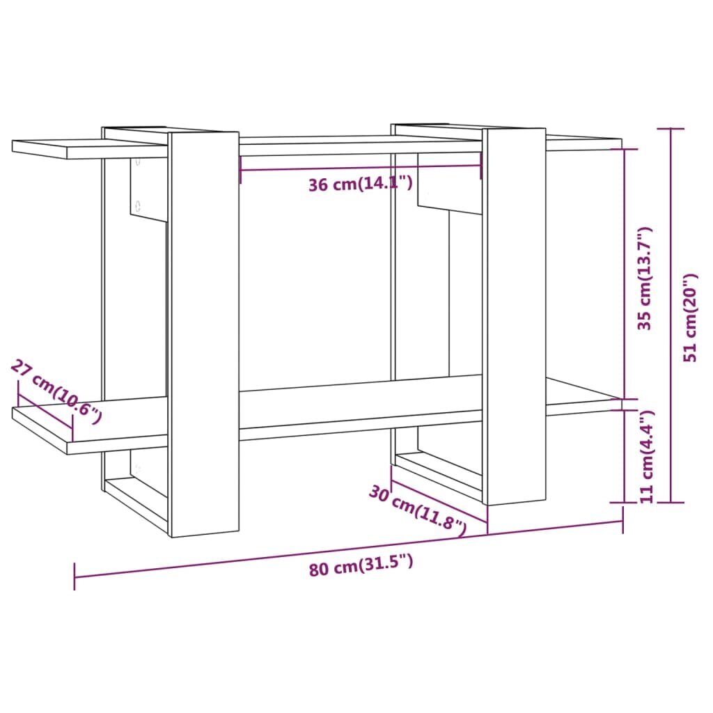 vidaXL raamaturiiul/ruumijagaja, hall Sonoma, 80x30x51 cm hind ja info | Riiulid | kaup24.ee