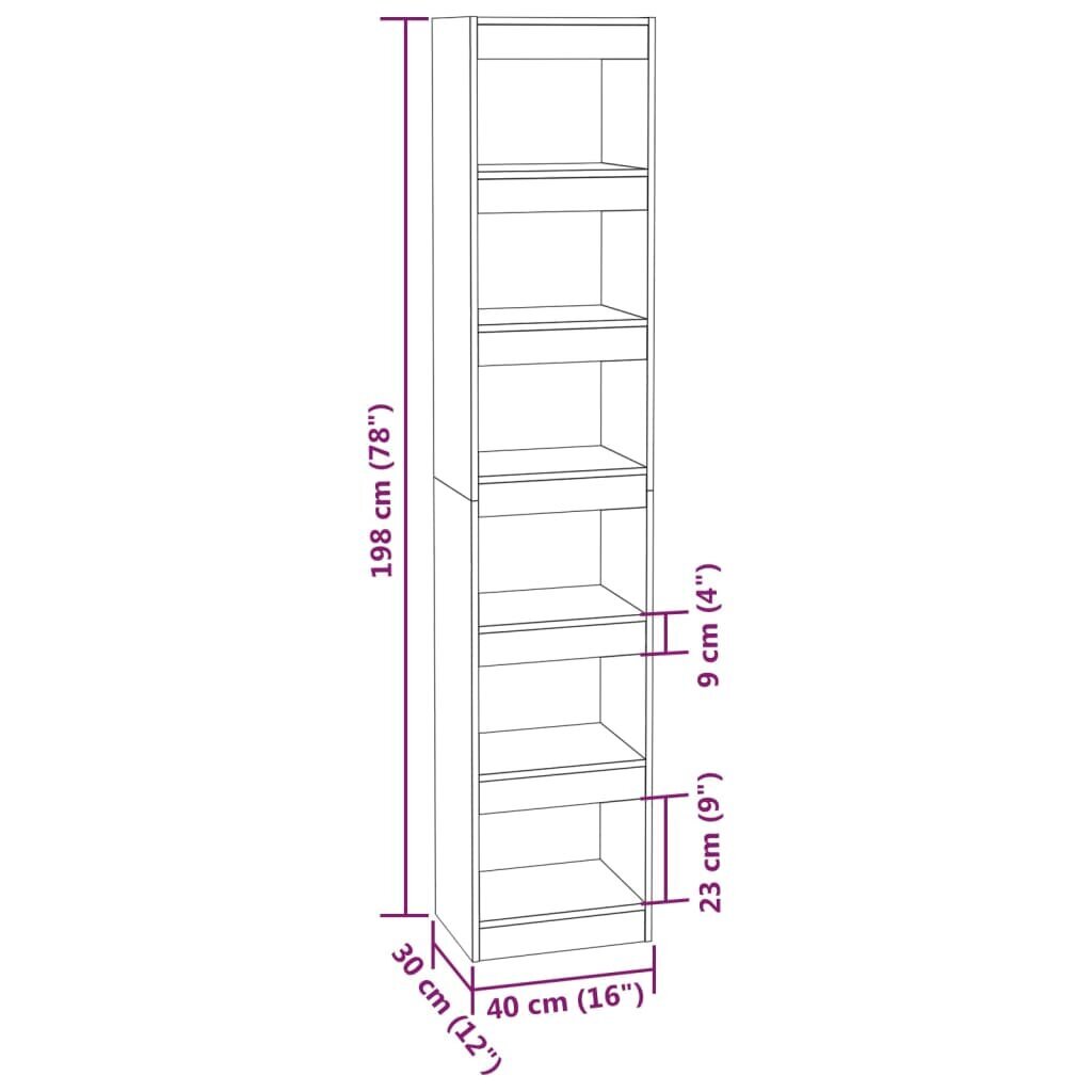 vidaXL raamaturiiul/ruumijagaja, betoonhall, 40x30x198 cm hind ja info | Riiulid | kaup24.ee