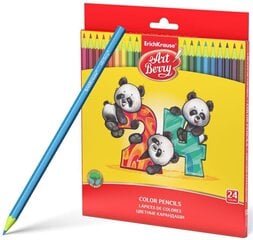 Пластиковые цветные карандаши шестигранные ArtBerry®, 24 цвета цена и информация | Принадлежности для рисования, лепки | kaup24.ee