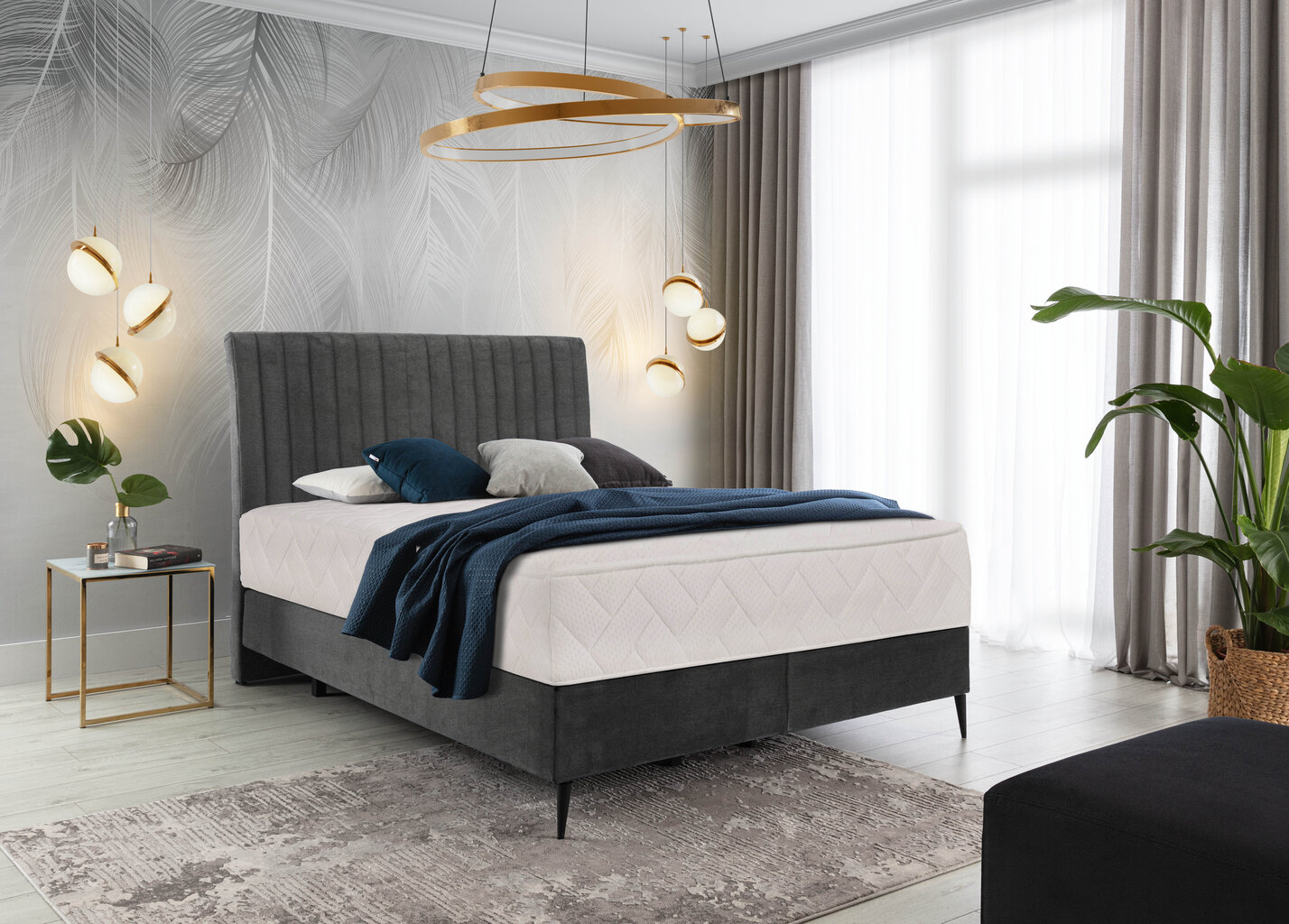 Voodi NORE Blanca, 180x200 cm, tumehall hind ja info | Voodid | kaup24.ee