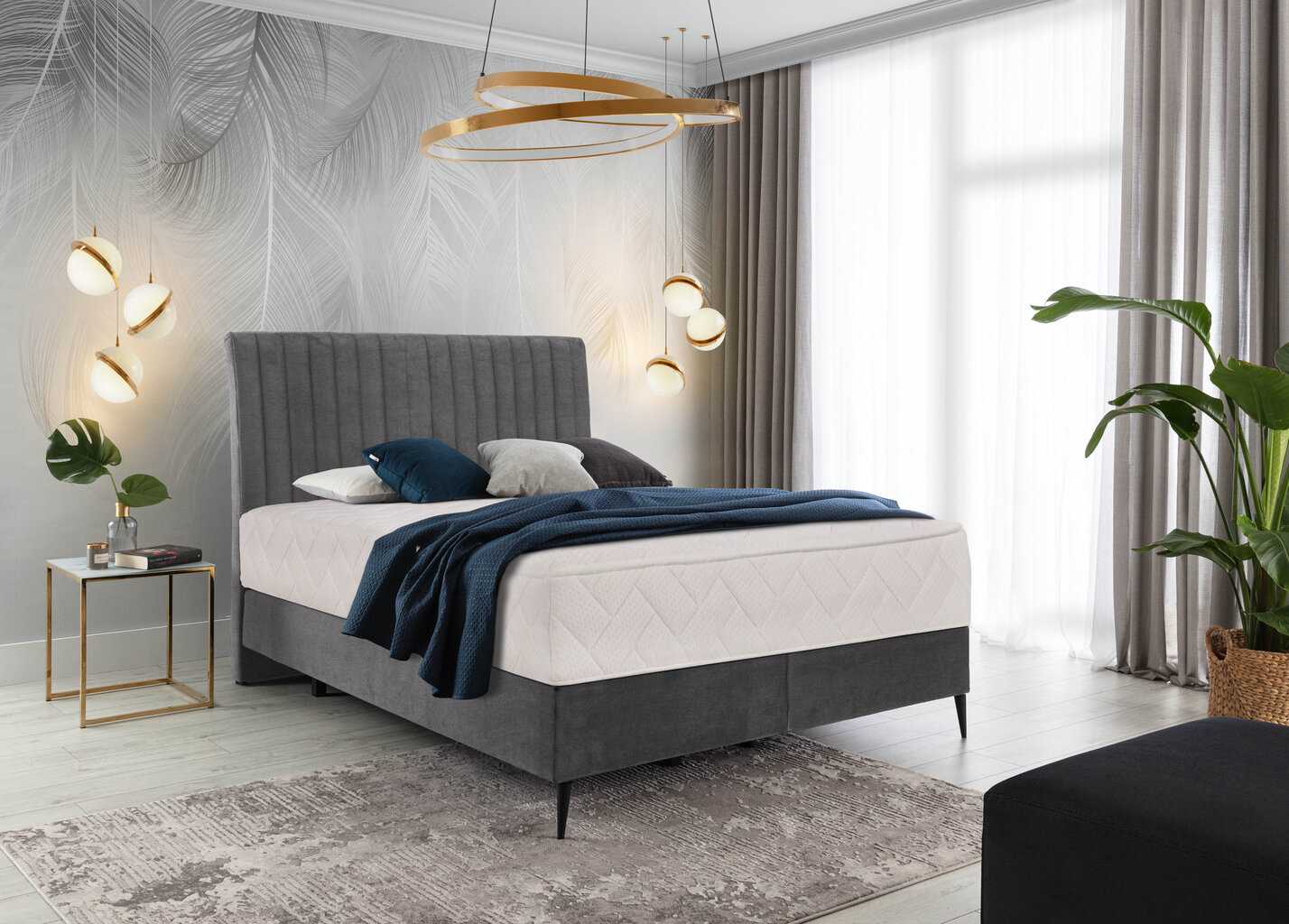 Voodi NORE Blanca, 180x200 cm, tumehall hind ja info | Voodid | kaup24.ee