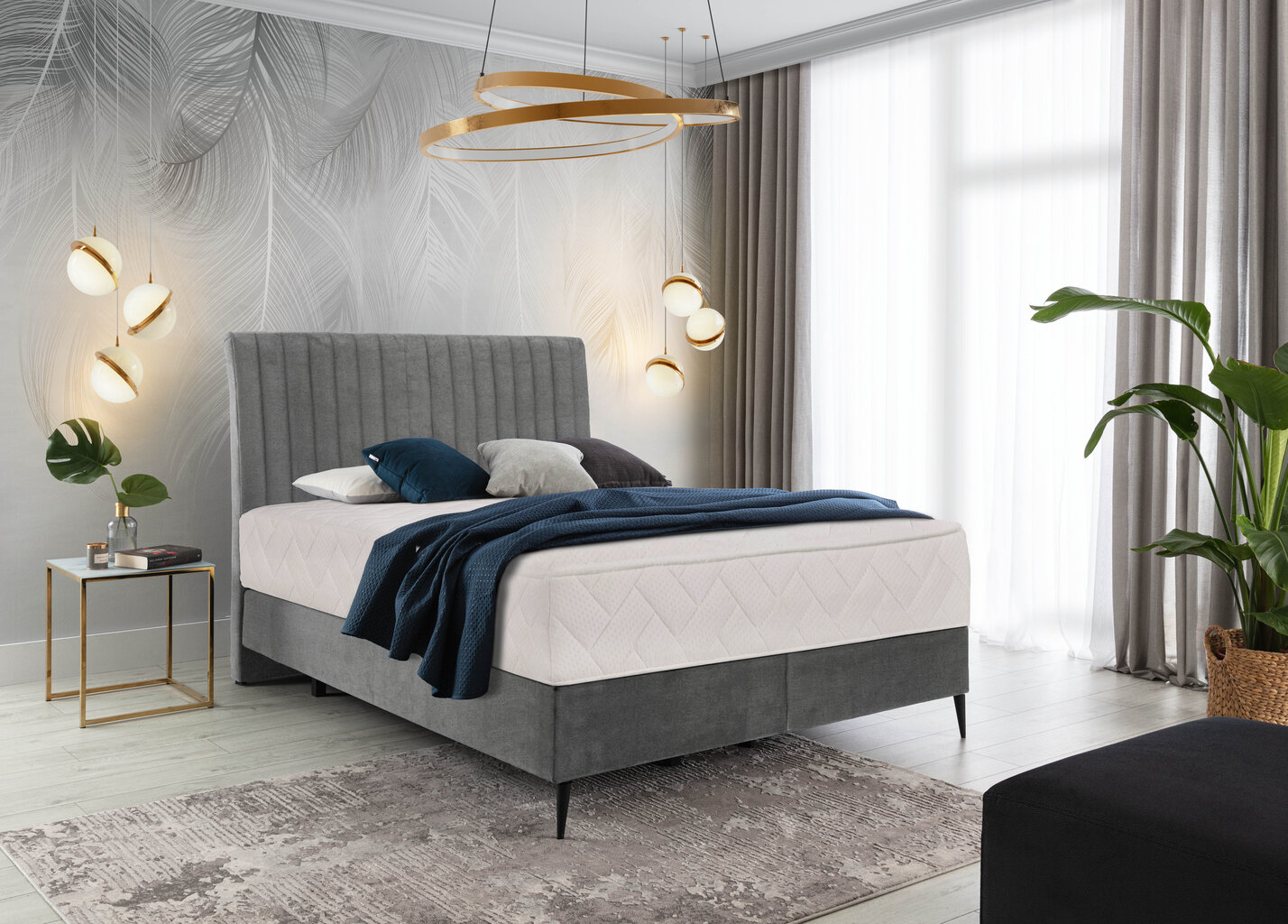 Voodi NORE Blanca, 180x200 cm, helehall hind ja info | Voodid | kaup24.ee