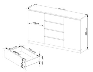 Комод NORE K160 2/4, коричневый цвет цена и информация | Комоды | kaup24.ee