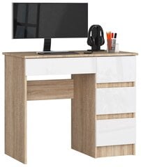 Письменный стол NORE A7, правый вариант, белый/коричневый цена и информация | Компьютерные, письменные столы | kaup24.ee