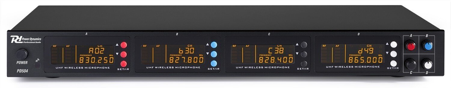 Power Dynamics PD504B 4x 50-kanaliline UHF juhtmevaba mikrofoni komplekt koos 4 korpuse mikrofoniga hind ja info | Mikrofonid | kaup24.ee