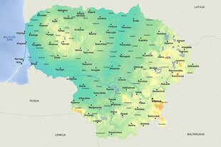 Контурная карта Литвы с названиями городов DB011, 90x60 см, булавки в подарок! цена и информация | Карты мира | kaup24.ee