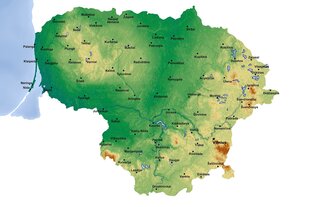 Leedu kontuurkaart linnanimedega, kingituseks nööpnõelad! DB010 90x60 cm. hind ja info | Maailmakaardid | kaup24.ee