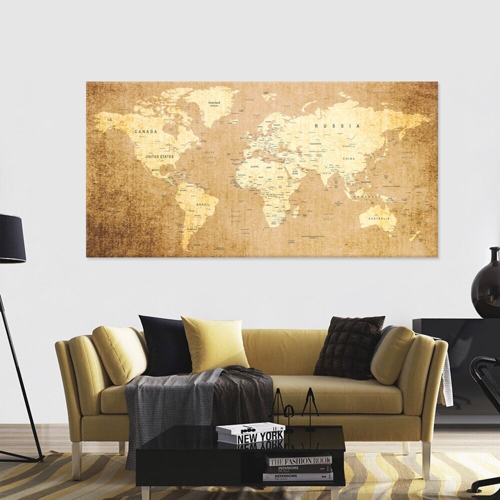 Maailmakaart riikide ja pealinnade nimedega, kingituseks nööpnõelad! DB007 100x50 cm. hind ja info | Maailmakaardid | kaup24.ee