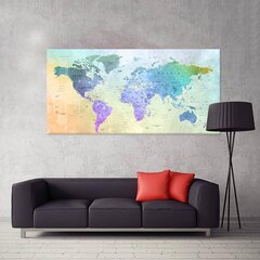 Maailmakaart riikide ja pealinnade nimedega, kingituseks nööpnõelad! DB006 100x50 cm. hind ja info | Maailmakaardid | kaup24.ee