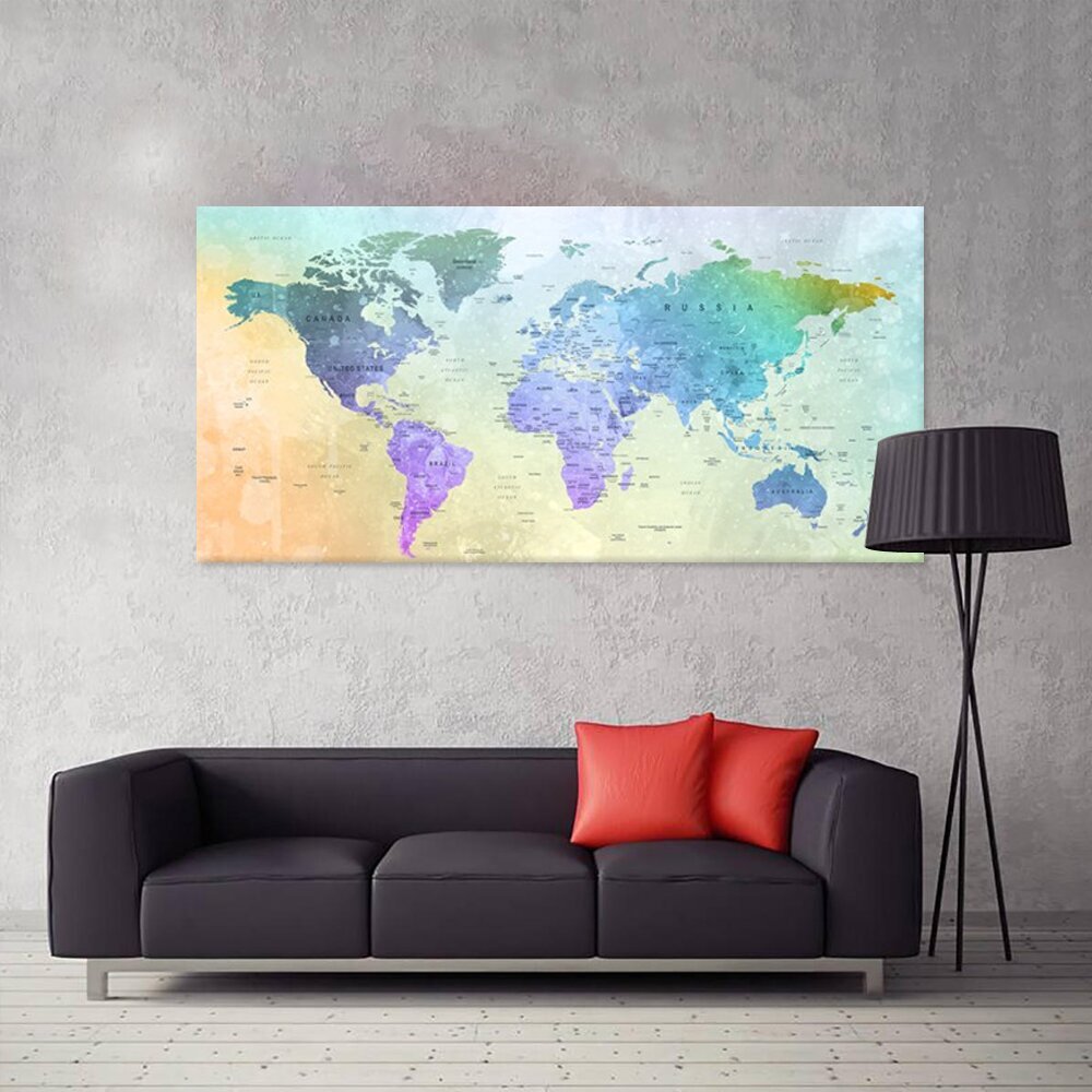 Maailmakaart riikide ja pealinnade nimedega, kingituseks nööpnõelad! DB006 200x100 cm. hind ja info | Maailmakaardid | kaup24.ee