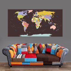 Maailmakaart riikide ja pealinnade nimedega, kingituseks nööpnõelad! DB002 100x50 cm. hind ja info | Maailmakaardid | kaup24.ee