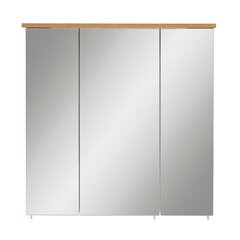 Зеркальный шкаф с LED-освещением Padua, белый глянцевый / дуб цена и информация | Шкафчики для ванной | kaup24.ee