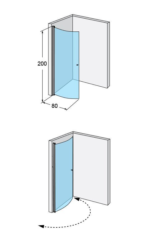 Poolringikujuline dušisein IDO Showerama 10-41 800, osaliselt mattklaas hind ja info | Dušikabiinide uksed ja seinad | kaup24.ee