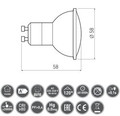 GTV LED GU10 pirn 4W, 230V , 3000K , 320lm , 120° hind ja info | Lambipirnid, lambid | kaup24.ee