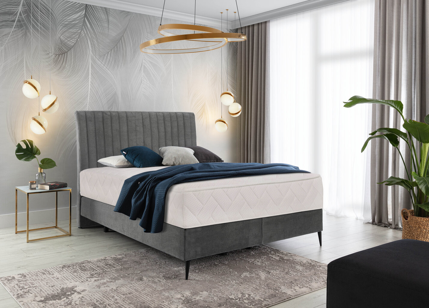 Voodi NORE Blanca, 160x200 cm, helehall hind ja info | Voodid | kaup24.ee