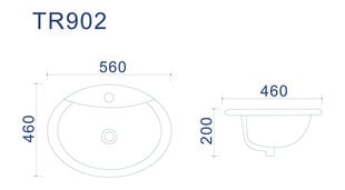 Valamu YANA XL 560 x 460 x 200 mm hind ja info | Kraanikausid, valamud | kaup24.ee