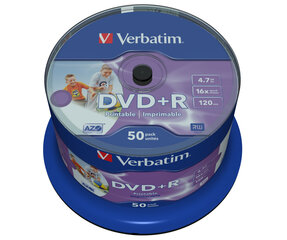 Verbatim DVD+R Wide Inkjet Printable No ID Brand 4,7 ГБ 50 шт. цена и информация | Виниловые пластинки, CD, DVD | kaup24.ee