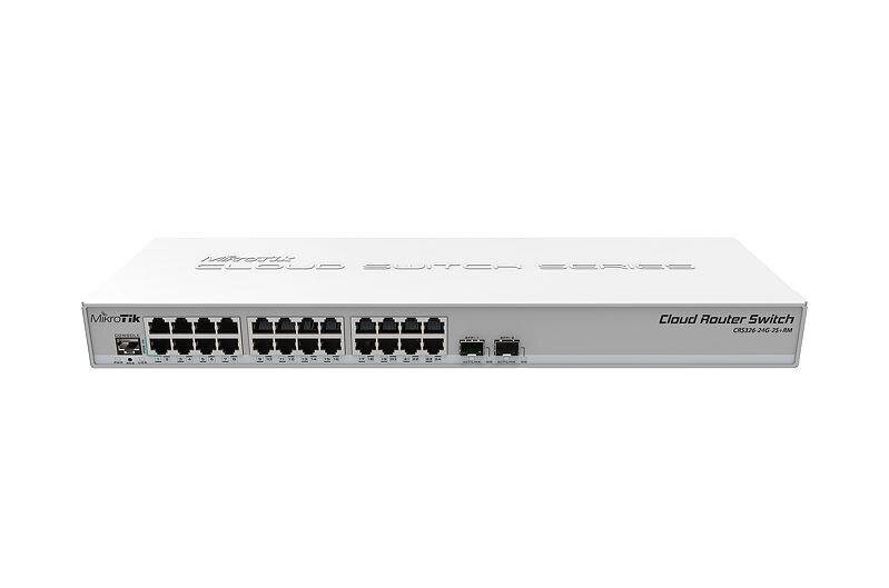 MikroTik Cloud Router Switch CRS326-24G-2S+RM Managed L3, Rack mountable, 1 Gbps (RJ-45) ports quantity 24, SFP+ ports quantity 2, RouterOS (Level 5) цена и информация | USB jagajad, adapterid | kaup24.ee