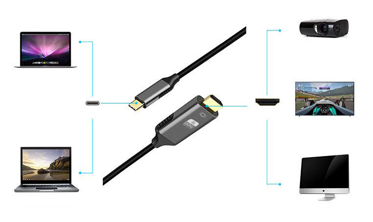 USB-C DisplayPort kaabel 4K 60Hz Mac Macbook Th 3.0 hind ja info | Kaablid ja juhtmed | kaup24.ee