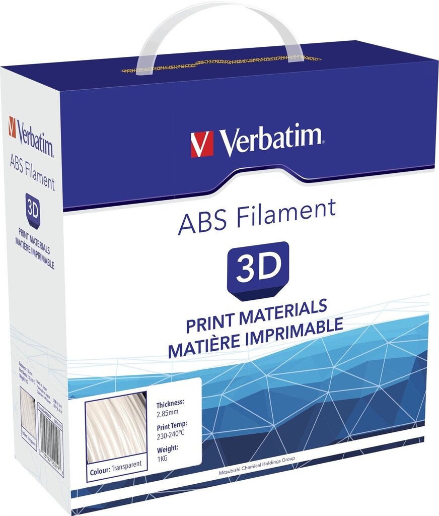 3D pliiatsi täiteplastik 1kg läbipaistev ABS 2,85mm, Verbatim/3 hind ja info | Nutiseadmed ja aksessuaarid | kaup24.ee