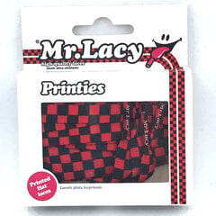 Mr.Lacy Printies lapikud kingapaelad, punane/must ruutudega, 130 cm hind ja info | Rõivaste ja jalatsite hooldus | kaup24.ee