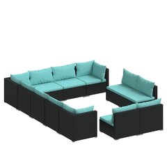 Садовый комплект мебели с подушками из 9 частей, чёрный цена и информация | Комплекты уличной мебели | kaup24.ee