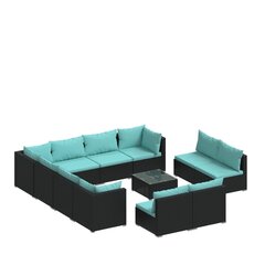 Садовый комплект мебели с подушками из 9 частей, чёрный цена и информация | Комплекты уличной мебели | kaup24.ee