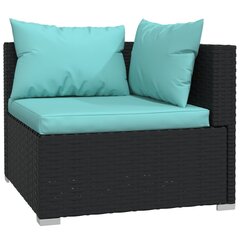 Садовый набор с подушками, 6 частей, чёрный / синий  цена и информация | Комплекты уличной мебели | kaup24.ee