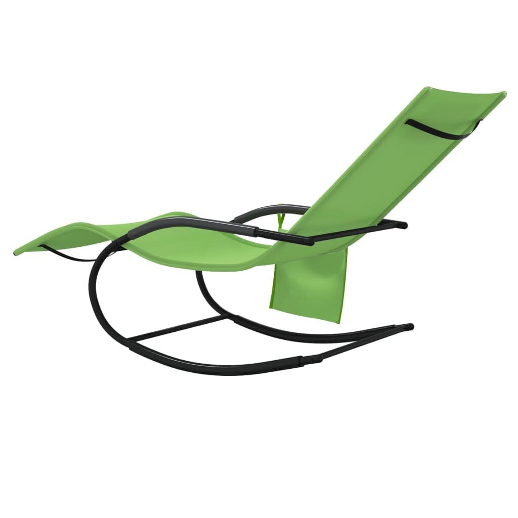 vidaXL kiikuv lamamistool, roheline, teras ja tekstileen hind ja info | Päevitustoolid | kaup24.ee