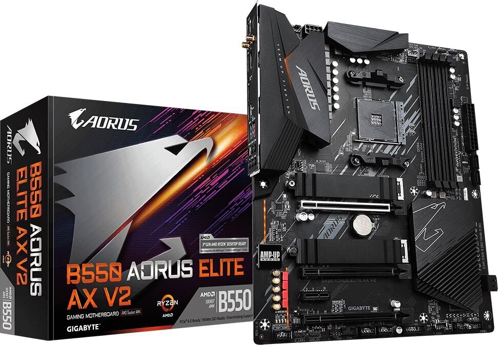 Emaplaat Gigabyte B550 AORUS ELITE AX V2 1.0 Processor family AMD, Processor socket AM4, DDR4 DIMM, Memory slots 2, Number of SATA connectors 4 x SATA 6Gb/s connectors, Chipset AMD B, ATX цена и информация | Emaplaadid | kaup24.ee