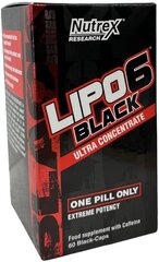 Nutrex Lipo 6 Black Ultra Concentrate 60 kapslit hind ja info | Vitamiinid, toidulisandid, preparaadid tervise heaoluks | kaup24.ee